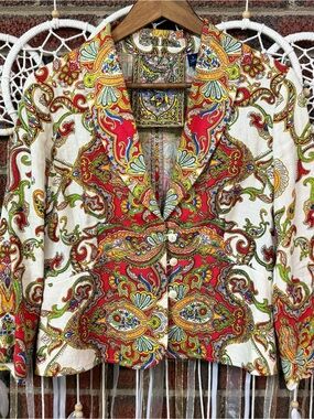 Robert Graham Red Cream Multicolor Paisley Blazer